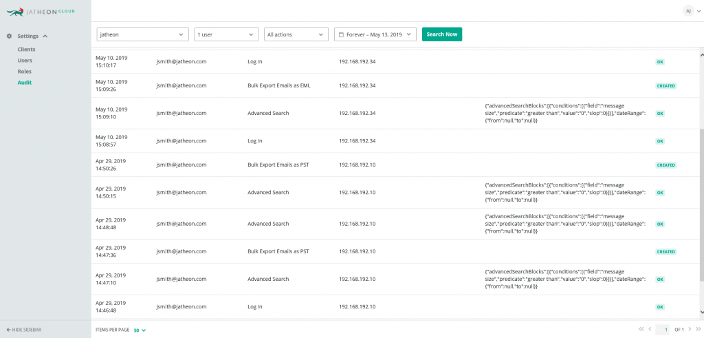 Jatheon Cloud New Feature Audit