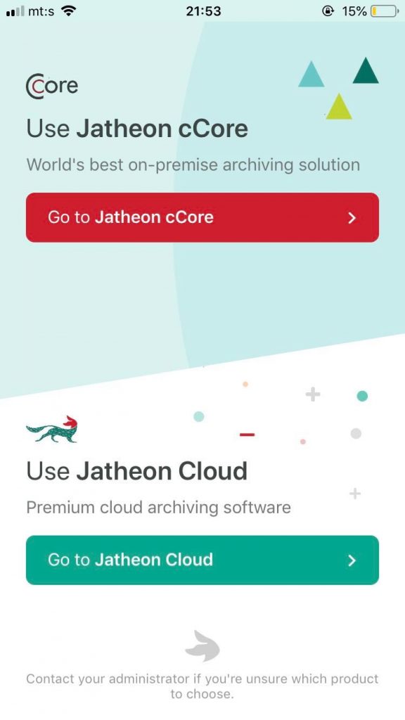 Jatheon Archive App homescreen