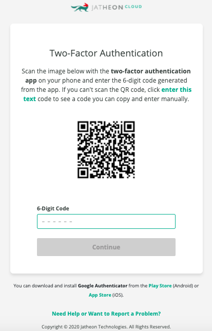 Jatheon Cloud 2FA QR Code