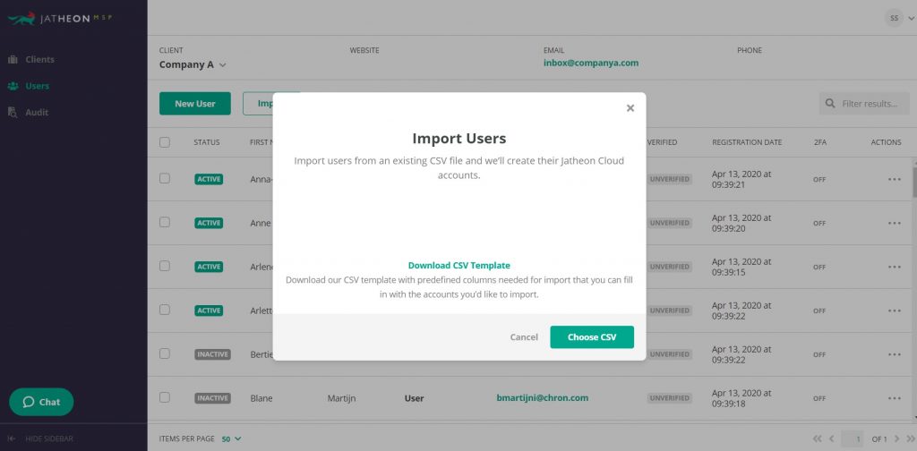 Jatheon Cloud - CSV import