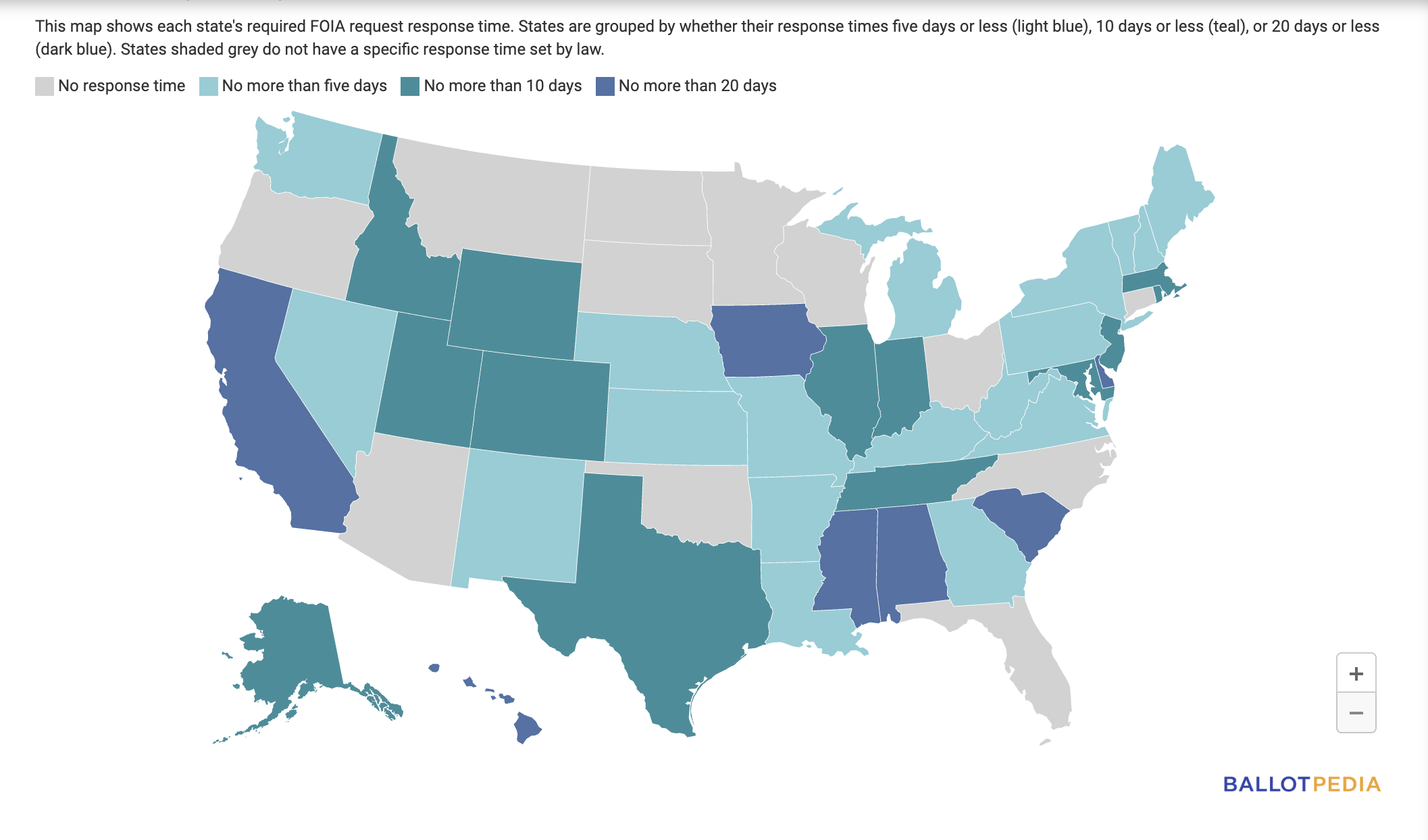 FOIA request response times by state