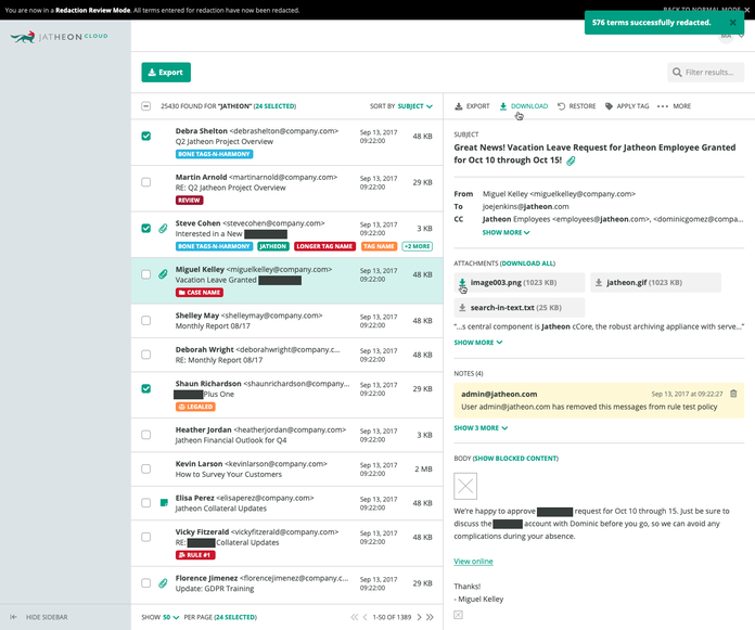 Redaction on Jatheon Cloud