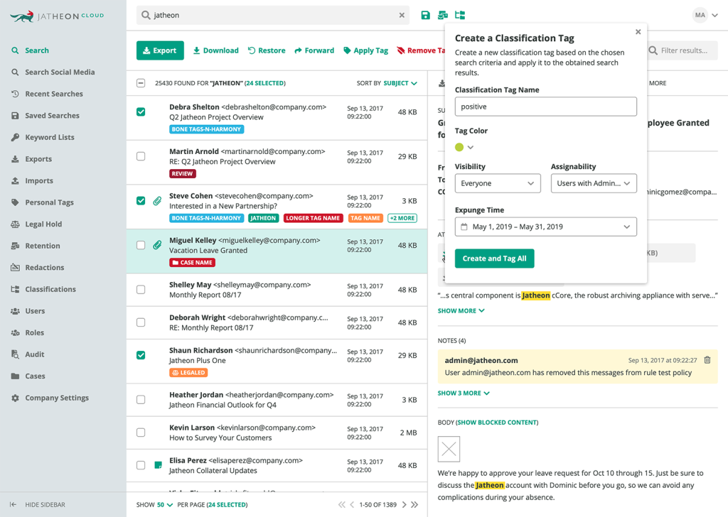 Jatheon Cloud Classification Search Results New