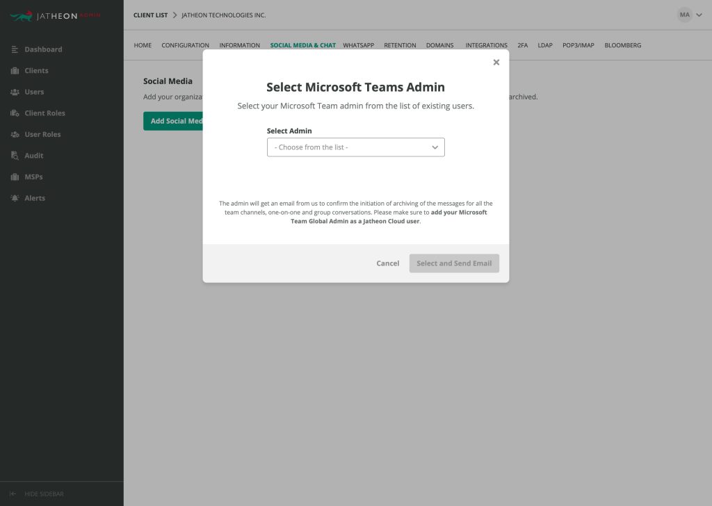 Admin Client Social Networks Admin Microsoft Teams