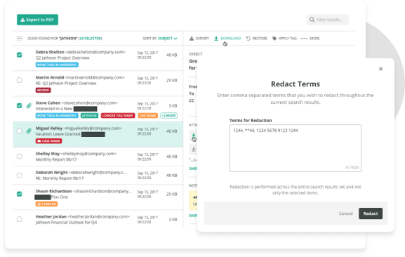 Redact sensitive data and PII