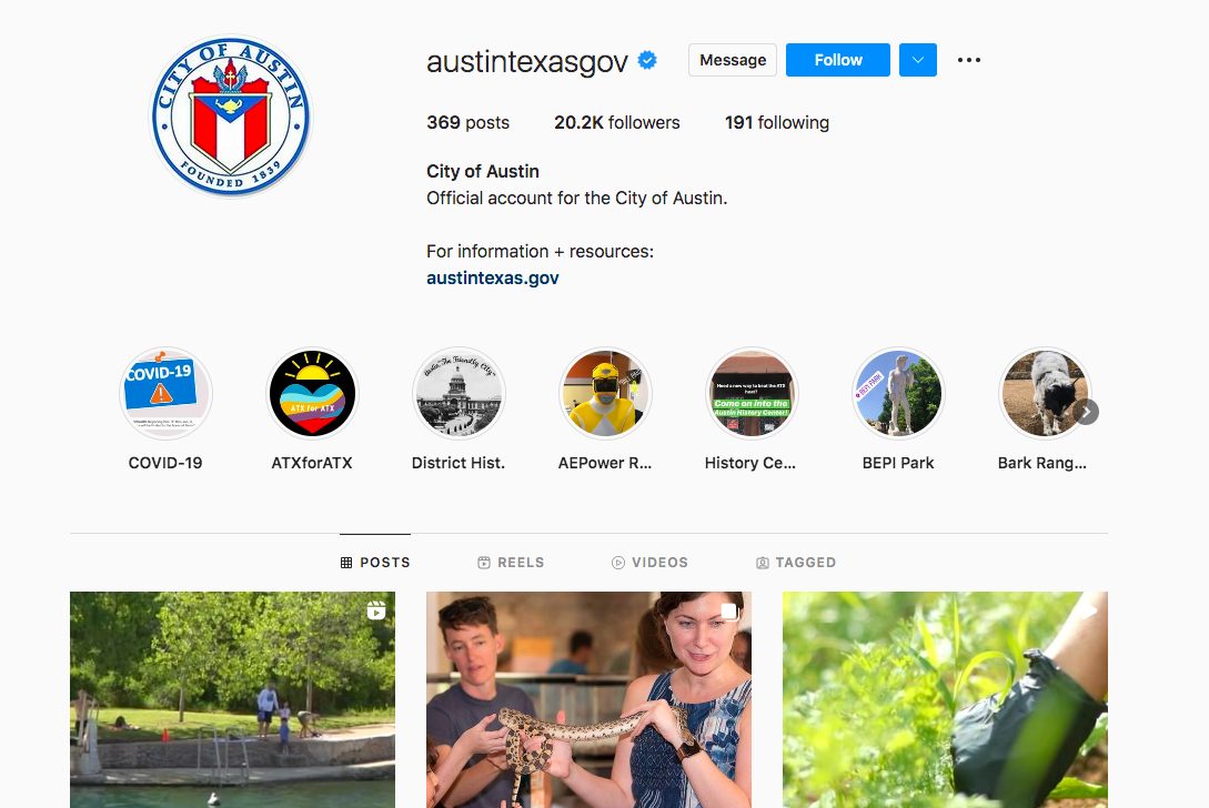 Austin Texas Gov Instagram profile