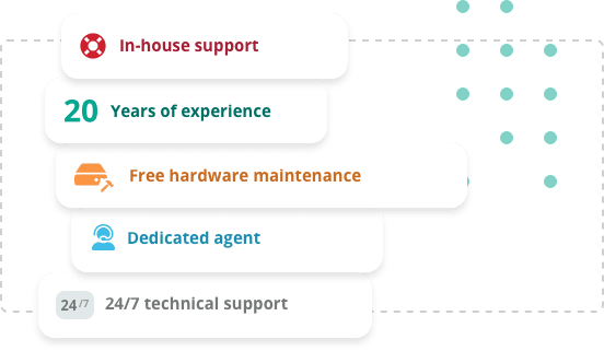 Free software updates, hardware maintenance, 24/7 tech support and monitoring