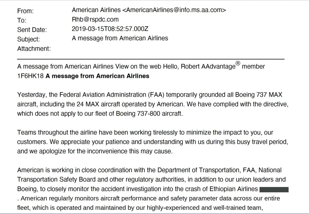 Ethiopian Airlines flight no - Example