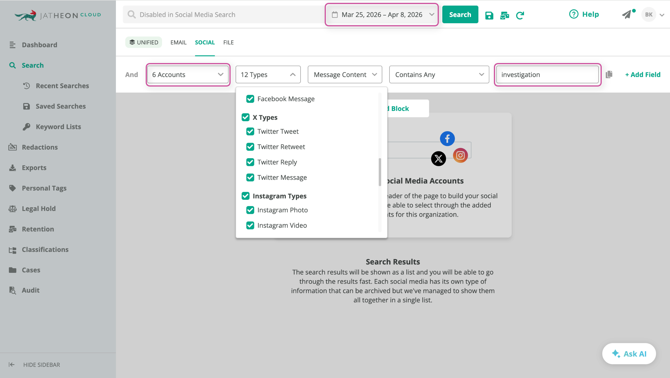 Social Media for Police - Advanced Search