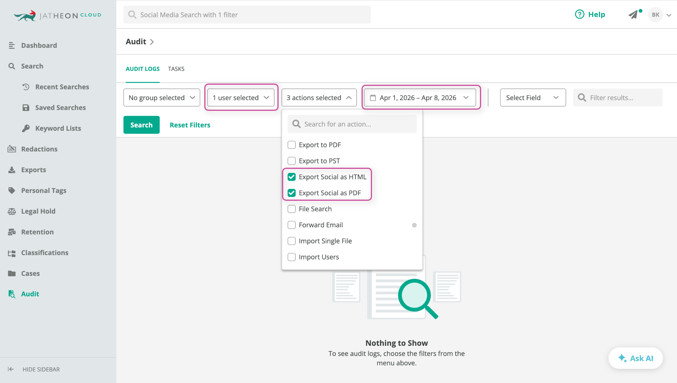 Social Media Archiving for Police: Audit Trail