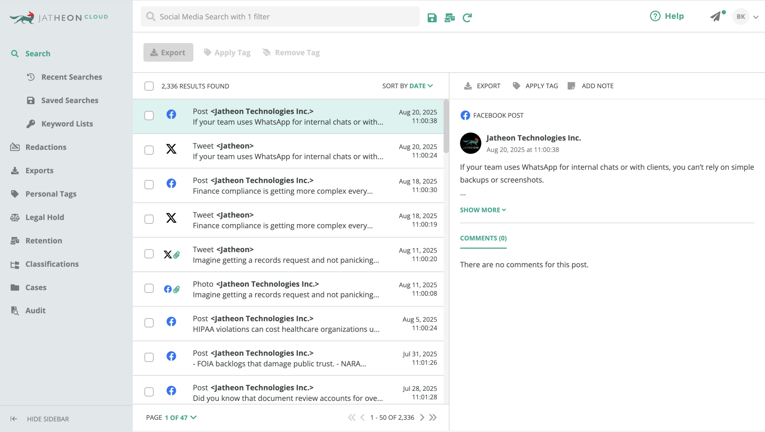 Jatheon-Social-Media-Search