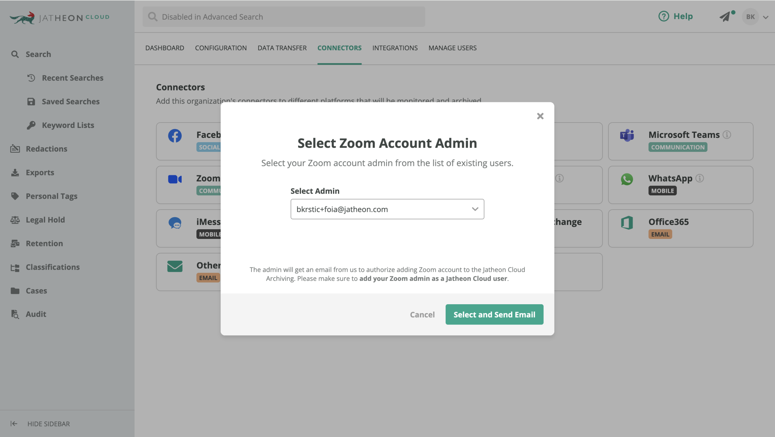 Workflow to initiate Zoom archiving