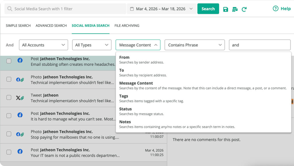 Unified, searchable social media archive