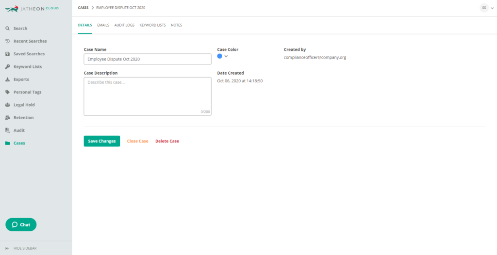 Jatheon Cloud - Case details