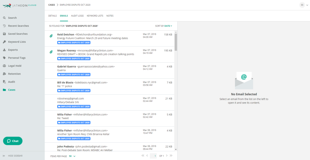 Jatheon Cloud - Case Details Emails