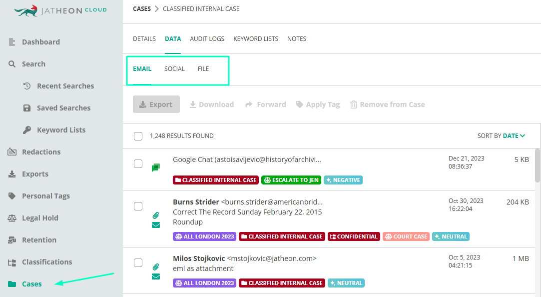 jatheon cases files social email