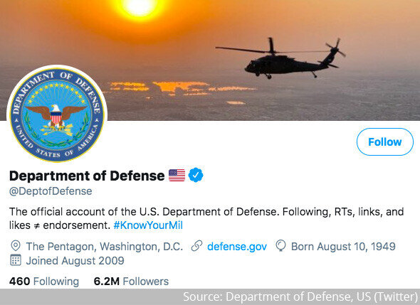 Department of Defense US Twitter profile