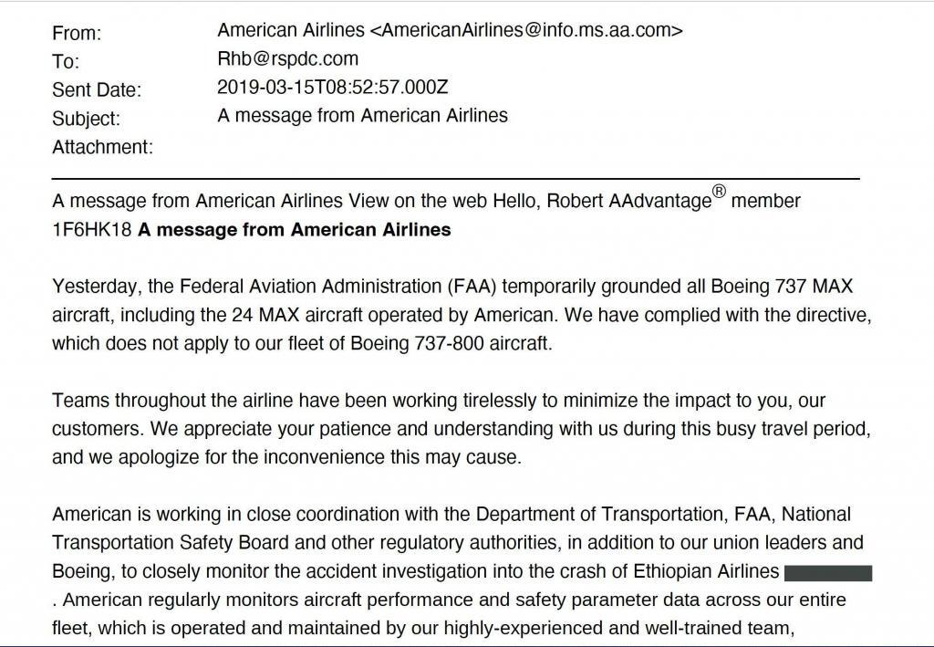 Ethiopian Airlines flight no - Example