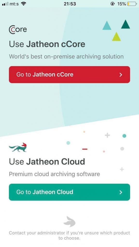Jatheon Archive App homescreen