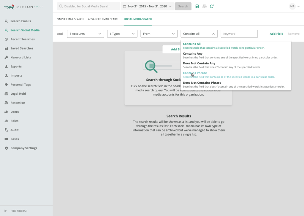 Jatheon Cloud Social Media Search