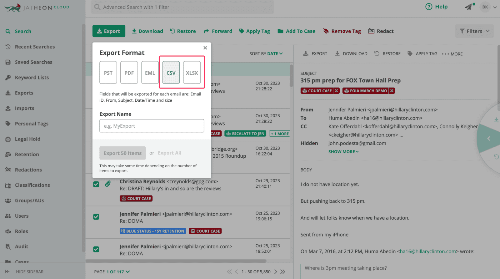 Jatheon Export Formats
