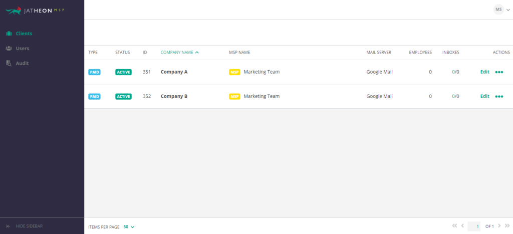 Jatheon MSP Client List
