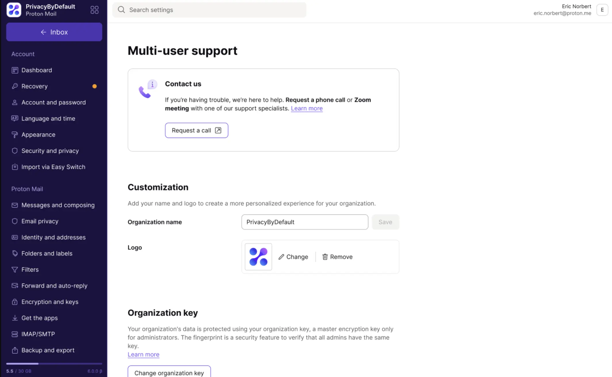 Proton Mail interface