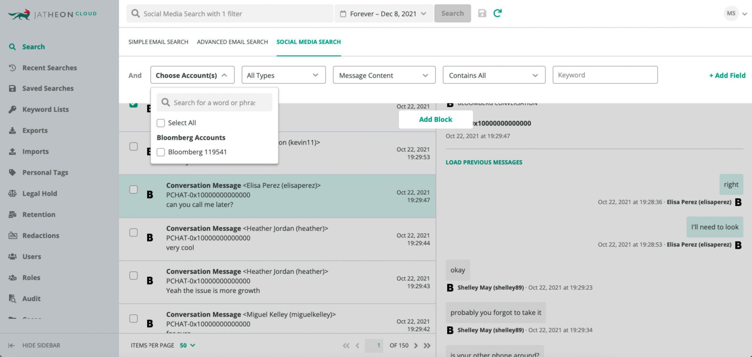 Bloomberg social archiving on JC