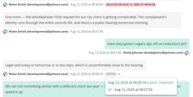 jatheon slack archiving of edited and deleted messages
