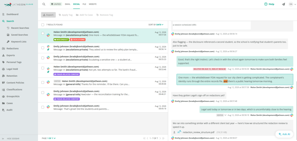 jatheon slack archiving of messages